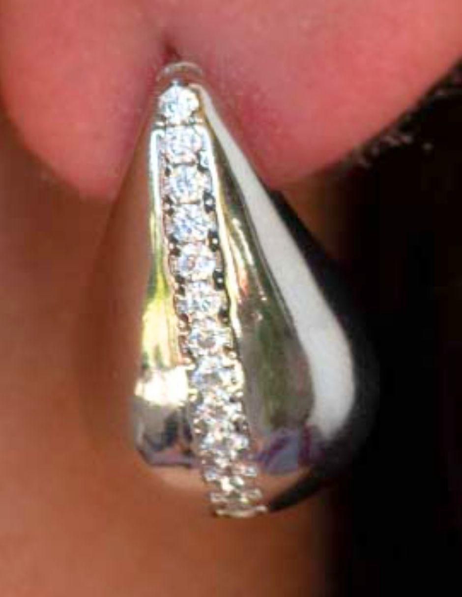 Broqueles de gota Brisa con acabado baño rodio zirconia 4