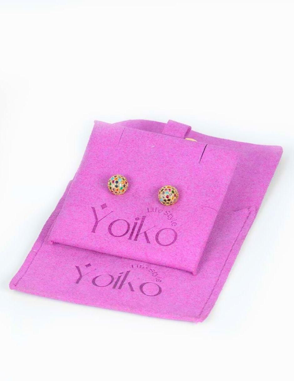 Broqueles redondos con acabado baño de oro 18 K zirconia 5