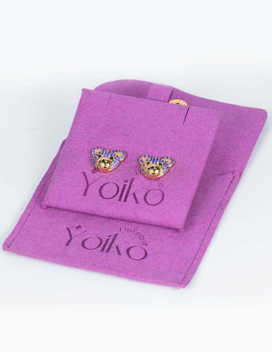 Broqueles "de (si aplica)" oso no aplica yoiko teddy sparkle "de" aleación metálica 18 k "con acabado" baño oro zirconia