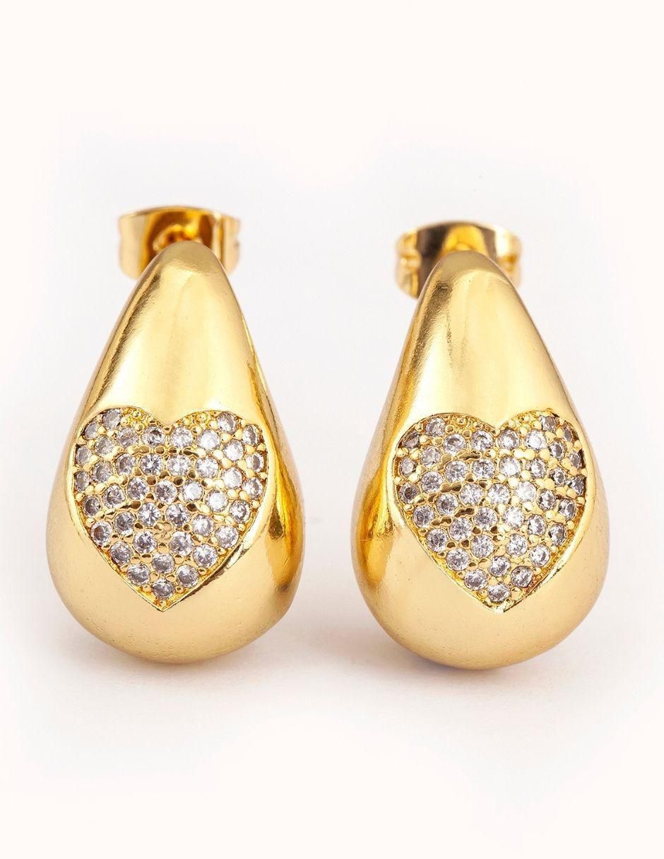 Broqueles de gota Brillanza Corazón con acabado brillante zirconia