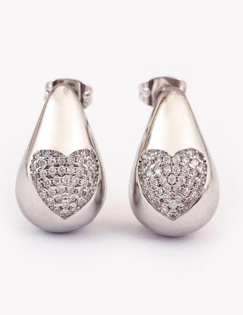 Broqueles de gota Brillanza Corazón con acabado brillante zirconia