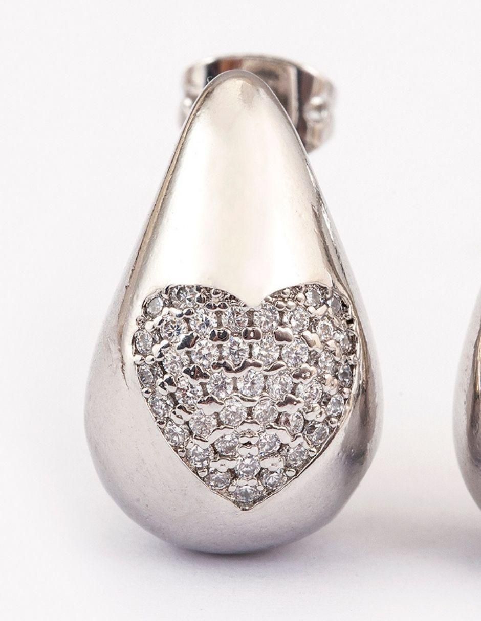 Broqueles de gota Brillanza Corazón con acabado brillante zirconia 2