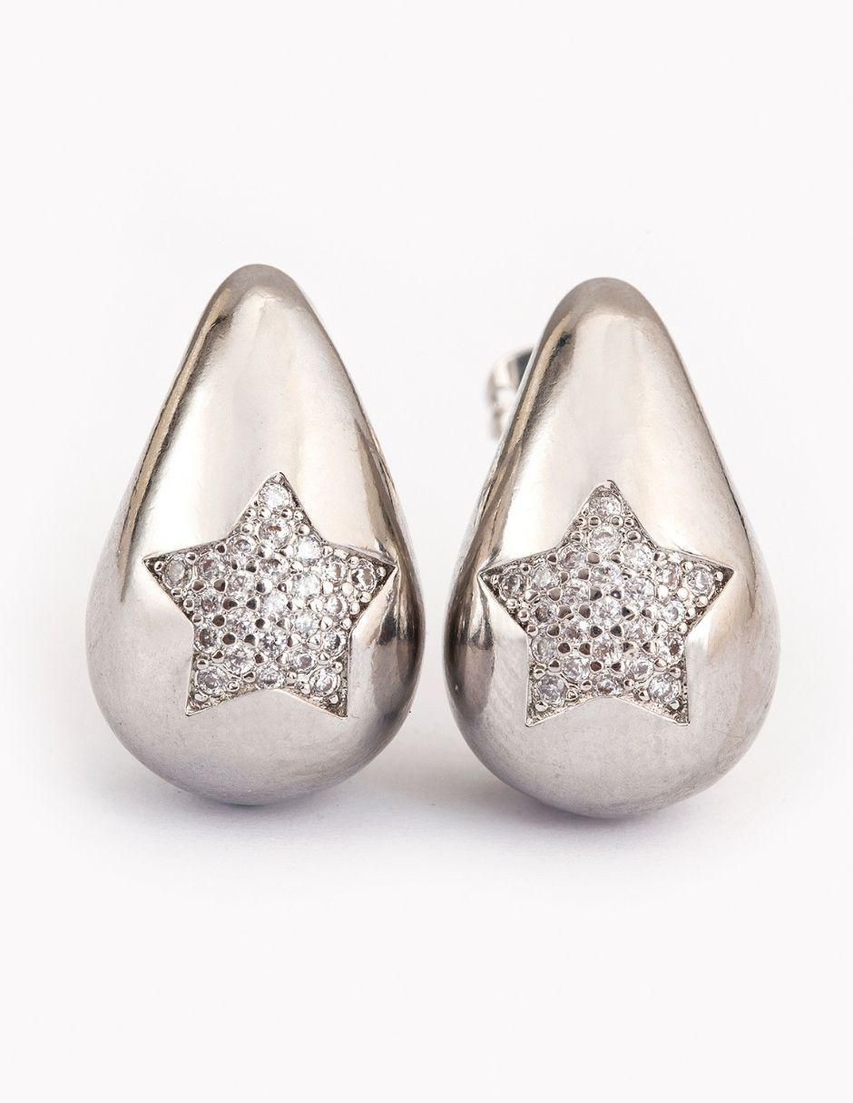 Broqueles de gota Brillanza Estrella Silver con acabado brillante zirconia