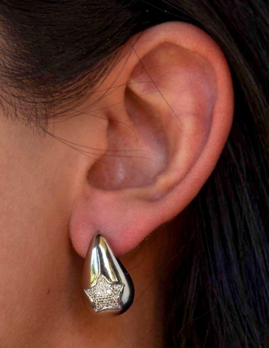 Broqueles de gota Brillanza Estrella Silver con acabado brillante zirconia 3