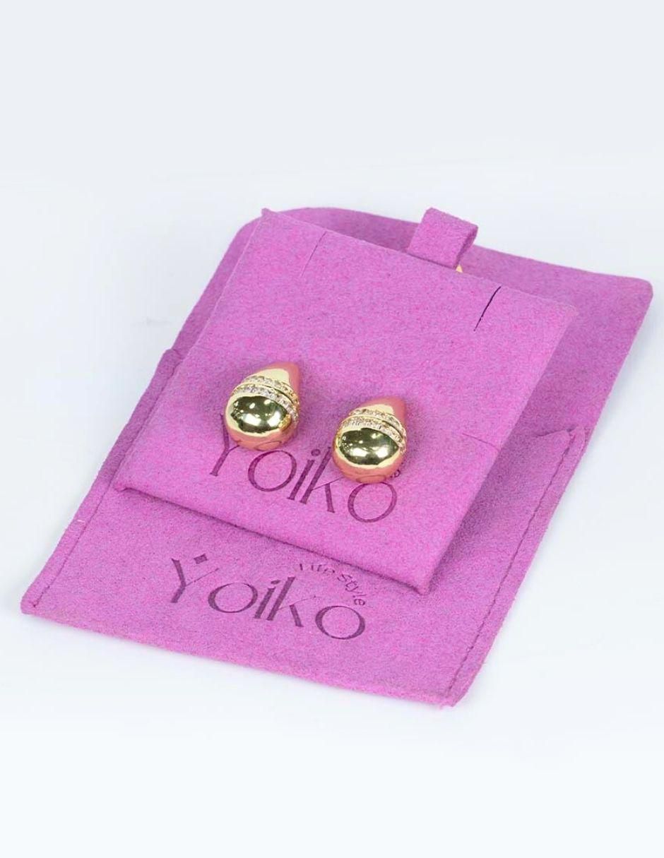 Broqueles de gota Gem Duo Golden con acabado baño de oro zirconia 5