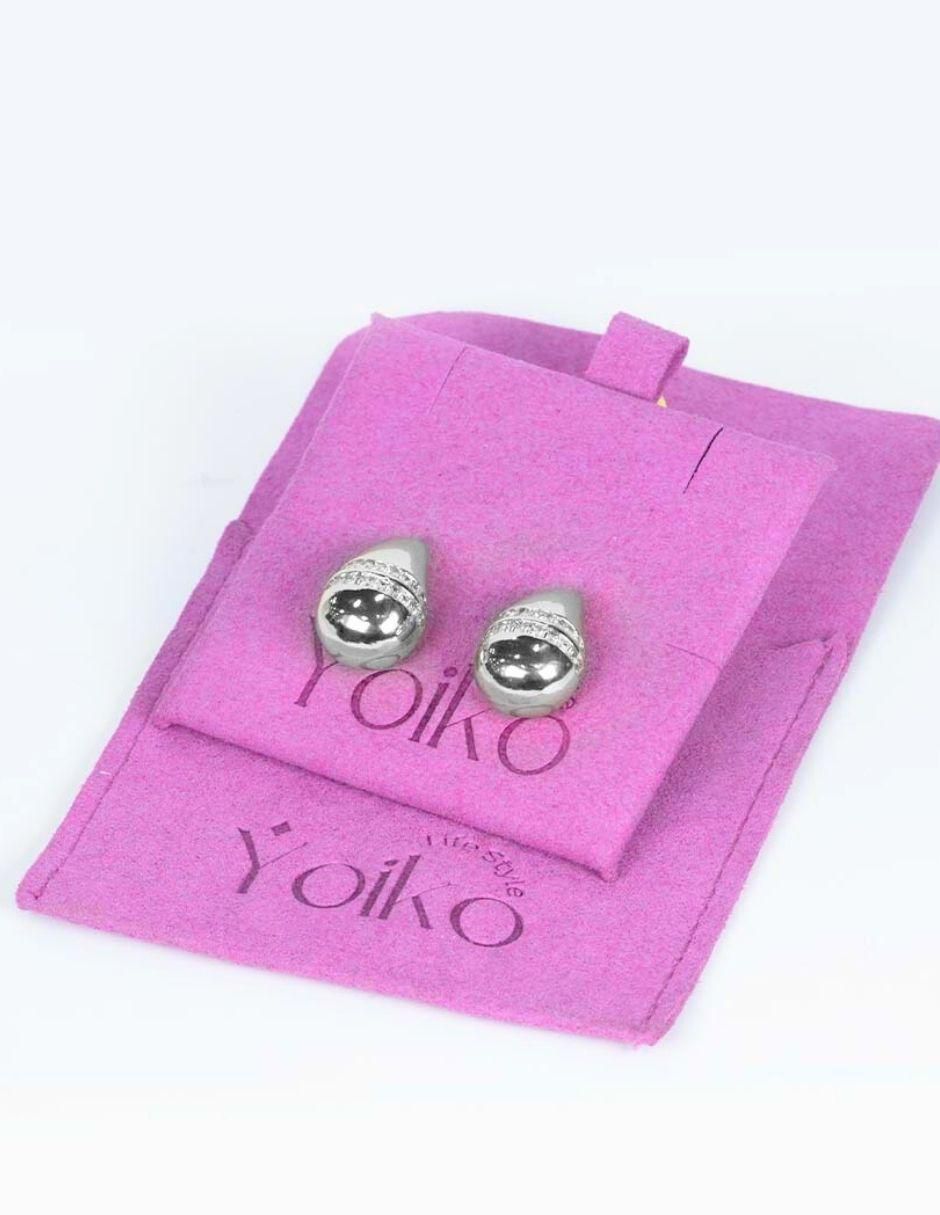 Broqueles de gota Gem Duo con acabado baño rodio zirconia 5