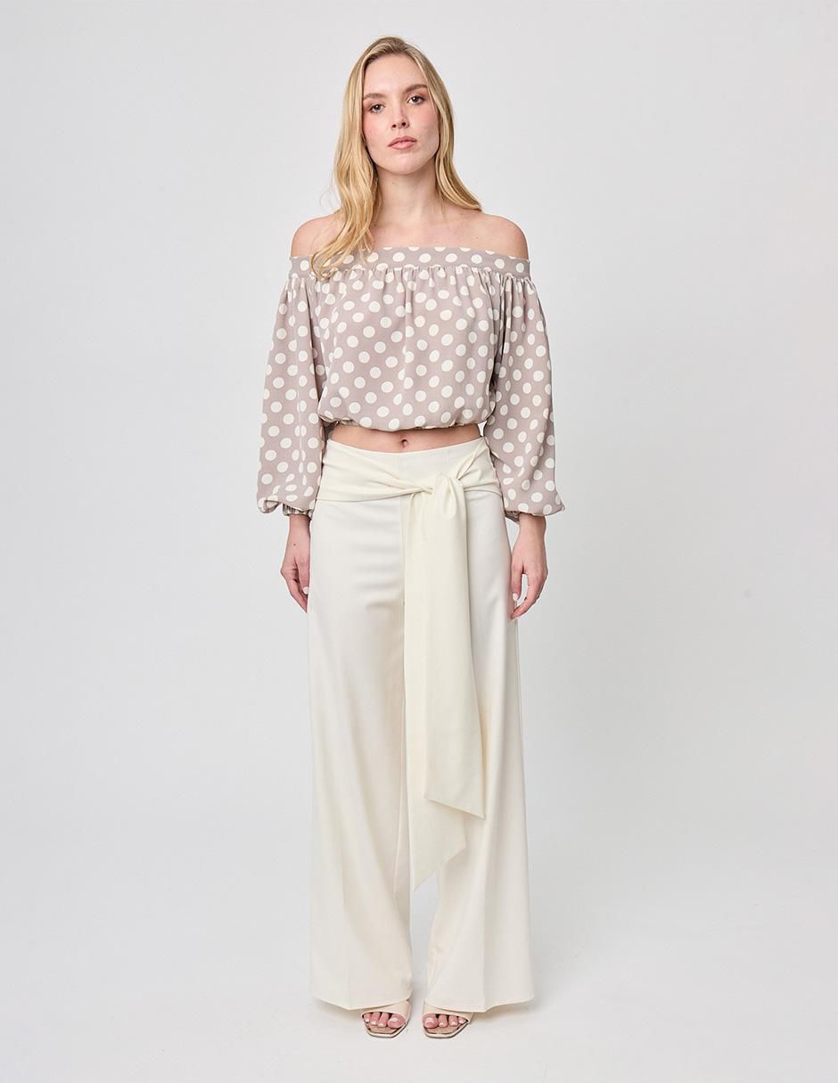 Blusa strapless manga larga para mujer 2