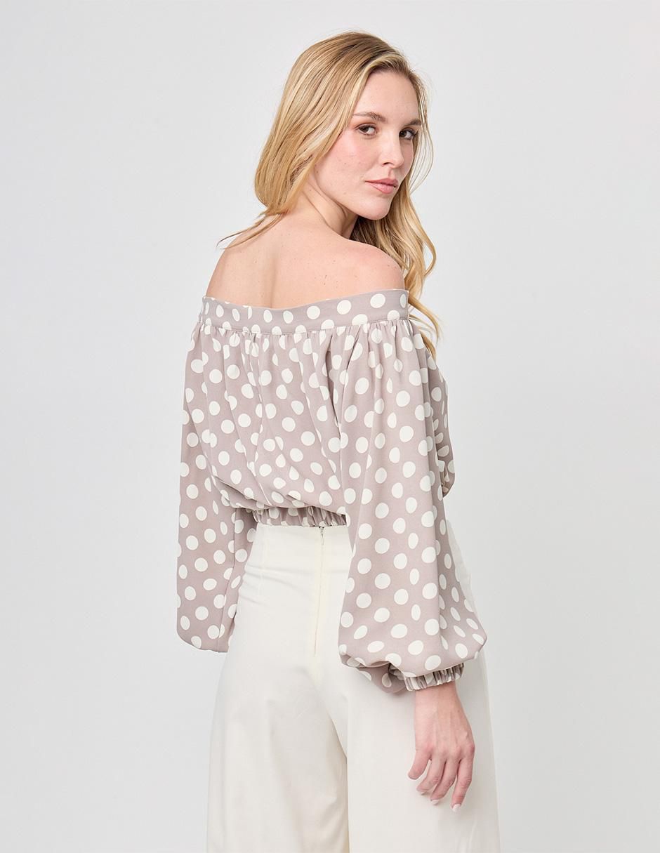 Blusa strapless manga larga para mujer 9