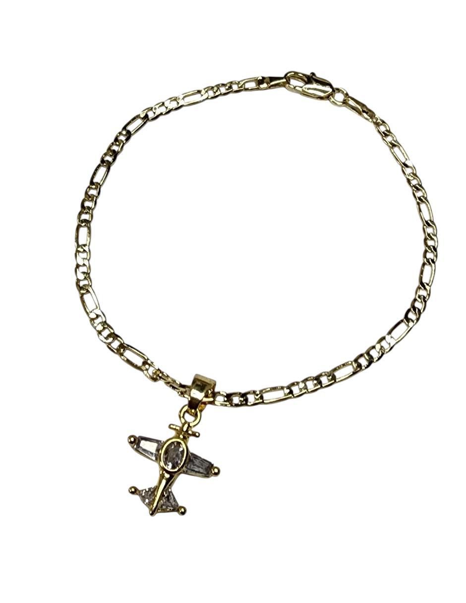 Pulsera de oro laminado 14 K Avión con acabado brillante 2