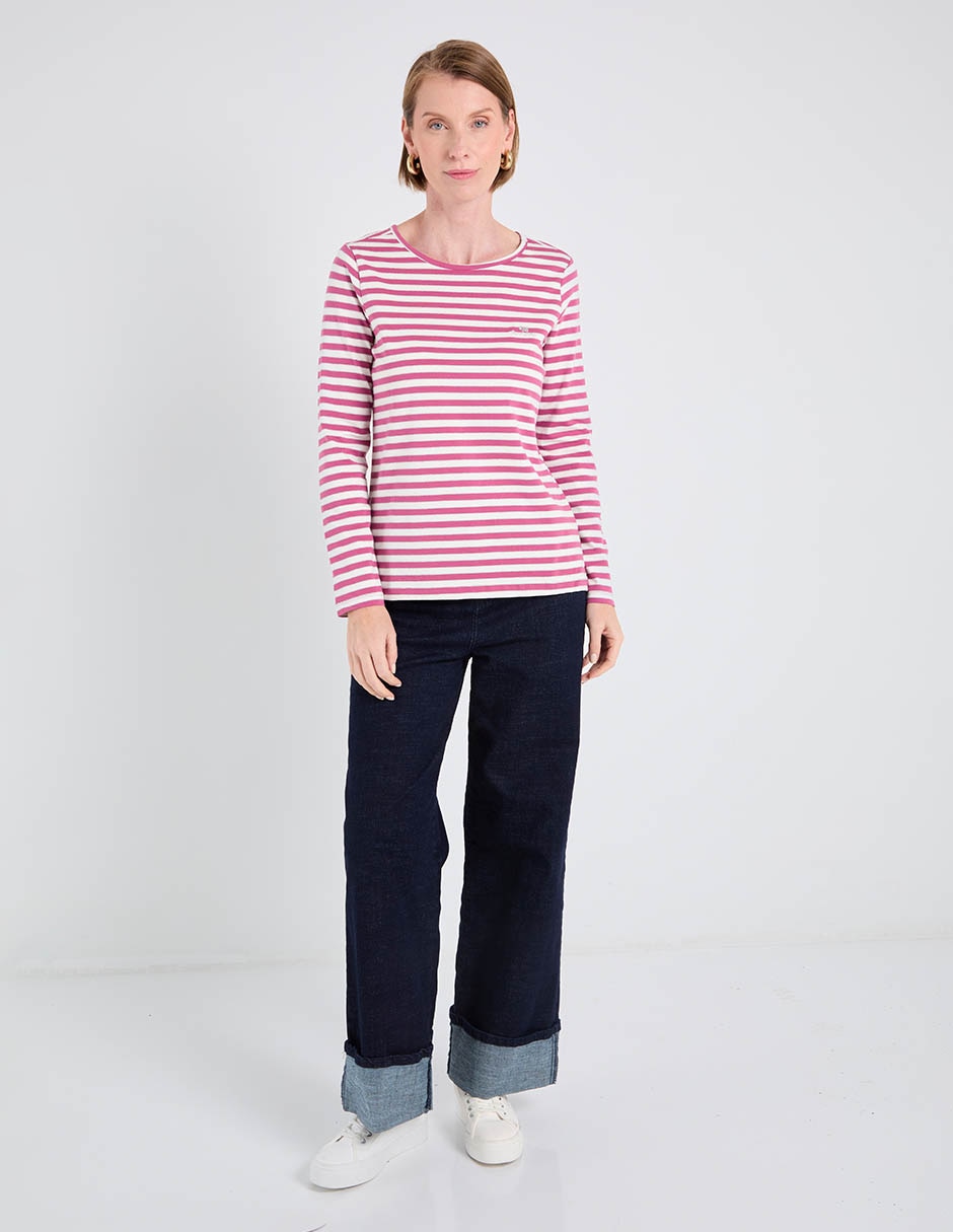 Playera manga larga Ferrioni cuello redondo para mujer