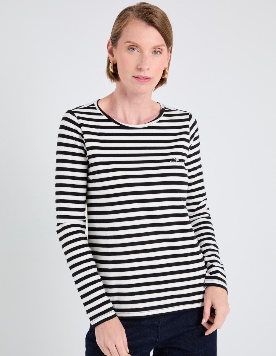 Playera manga larga cuello redondo para mujer