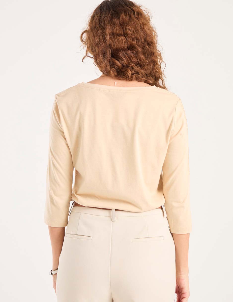 Playera manga 3/4 Ferrioni Milani cuello redondo para mujer