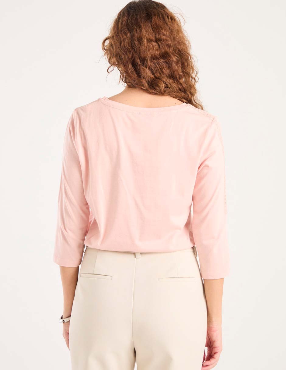 Playera manga 3/4 Milani cuello redondo para mujer 2