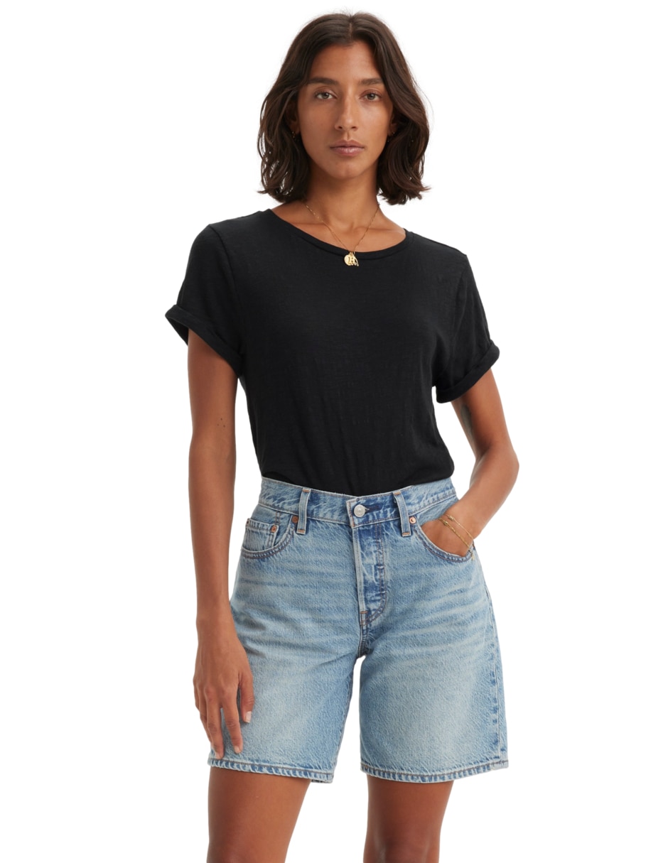 Playera manga corta cuello redondo para mujer