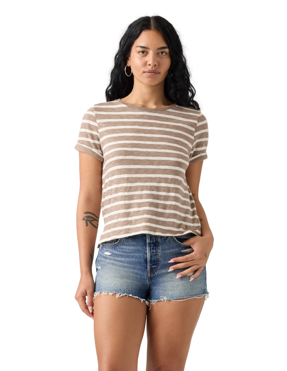 Playera manga corta cuello redondo para mujer