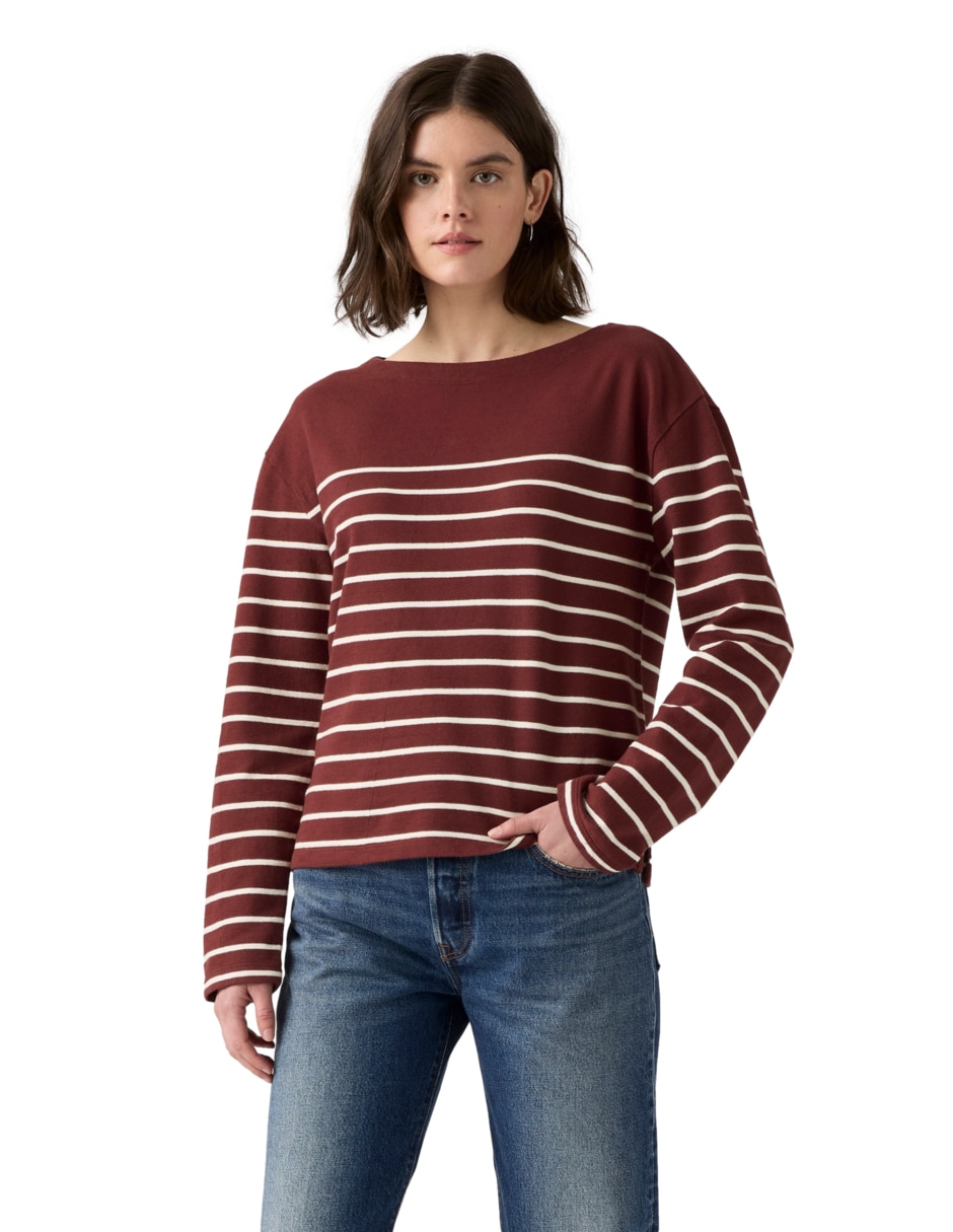 Playera manga larga Levi's cuello redondo para mujer