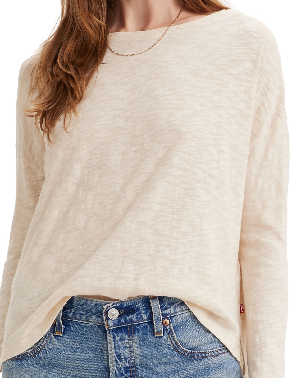 Playera manga larga cuello redondo para mujer 2