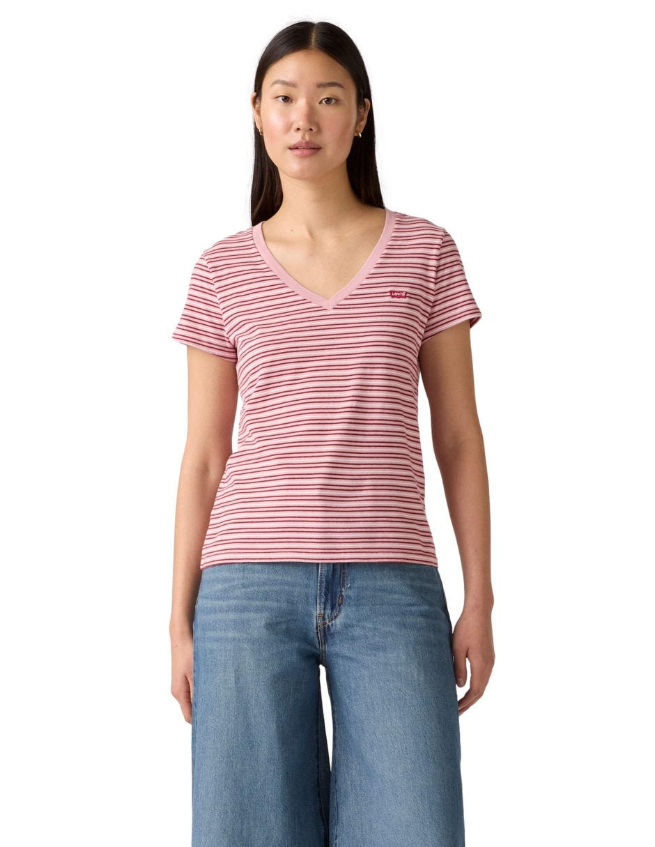 Playera manga corta cuello V para mujer Playera manga corta cuello V para mujer