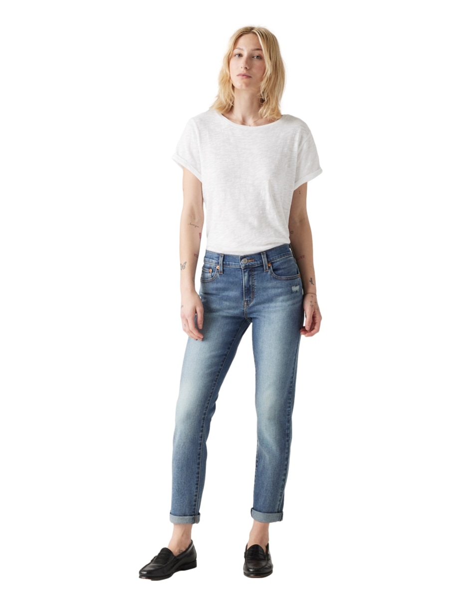 Jeans relaxed boyfriend Mid Rise para mujer