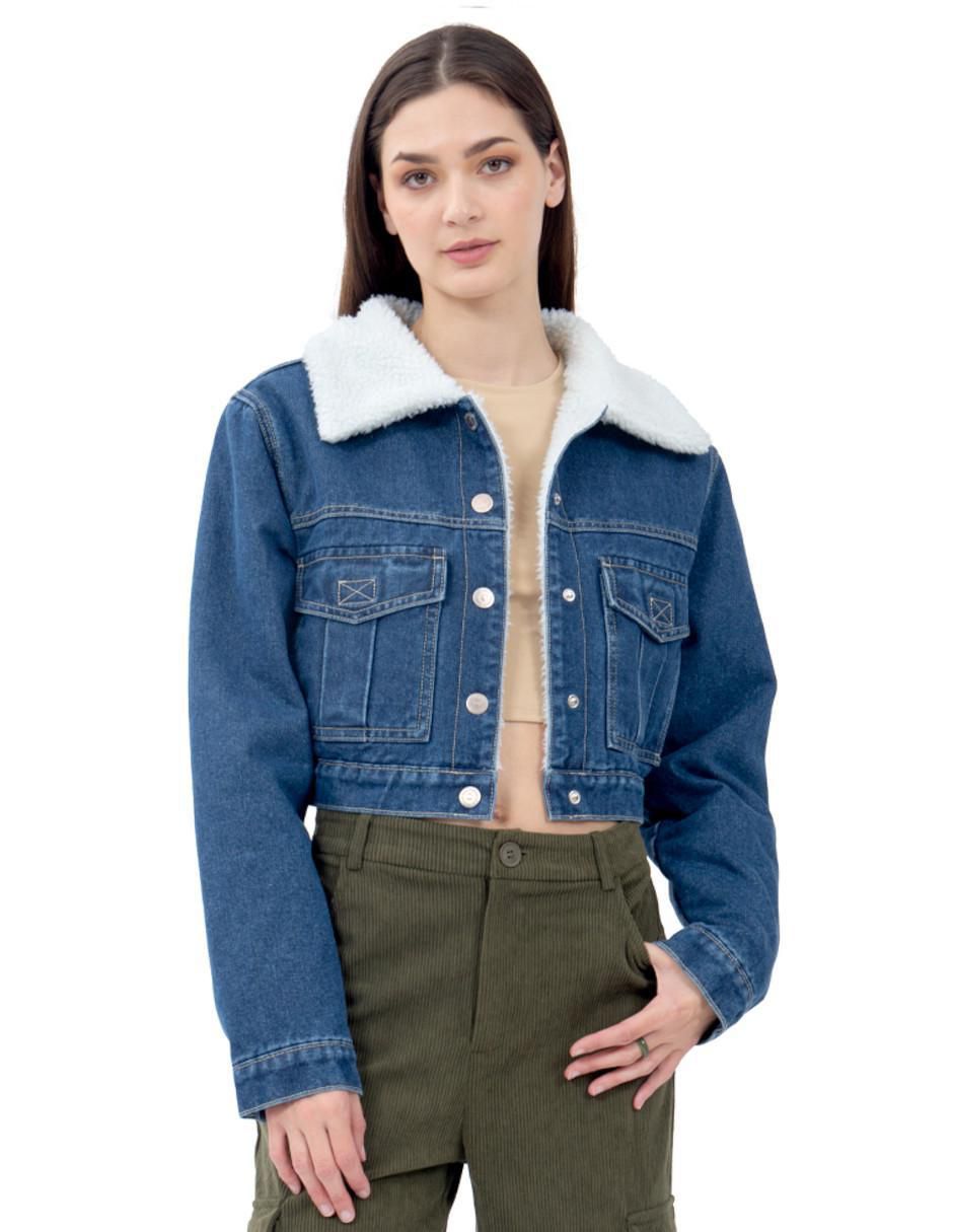 "chamarra" denim forever 21 con forro no impermeable "de" algodón "para mujer"