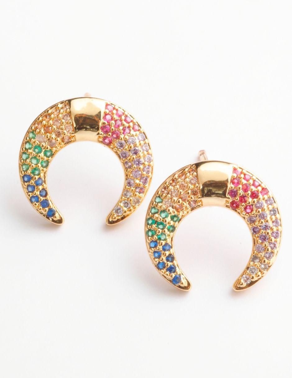 Broqueles de luna con acabado baño de oro 18 K zirconia 5