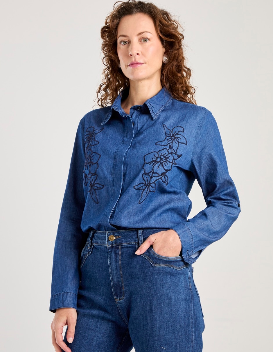 Blusa camisera manga larga para mujer 1