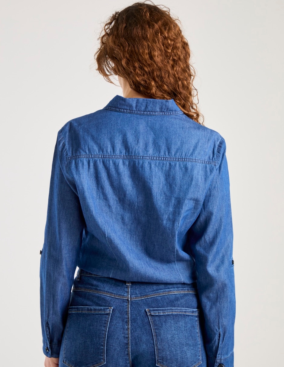 Blusa camisera manga larga para mujer