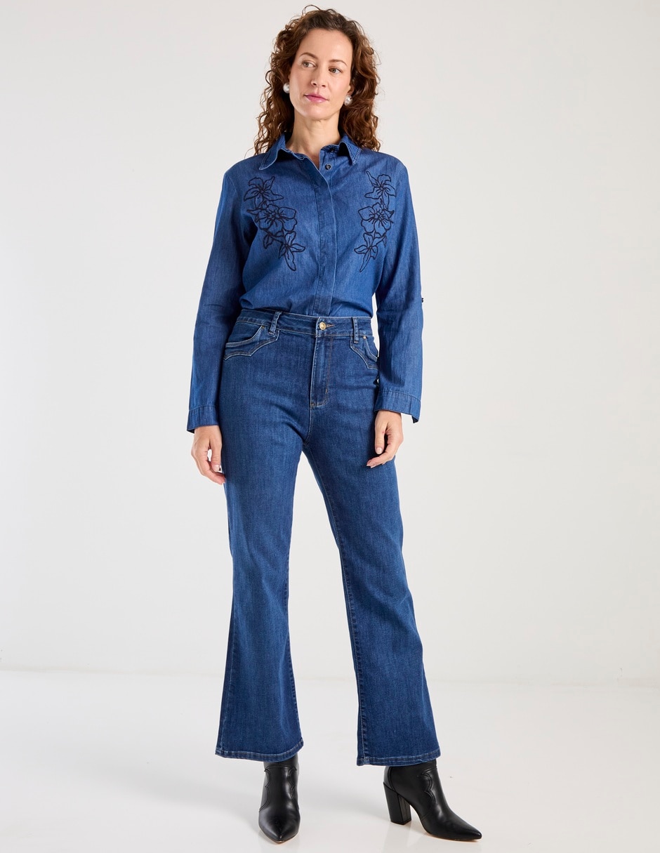 Blusa camisera manga larga para mujer