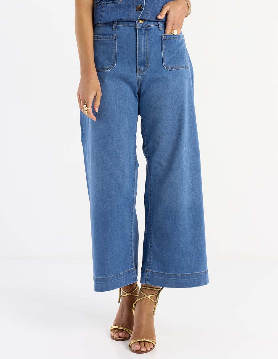 Jeans acampanado wide leg para mujer