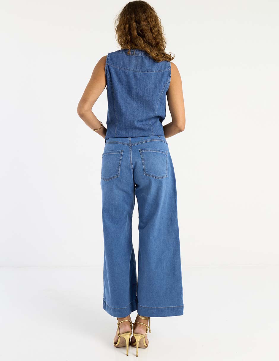 Jeans acampanado wide leg para mujer 2