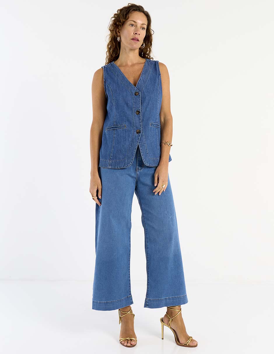 Jeans acampanado wide leg para mujer 3