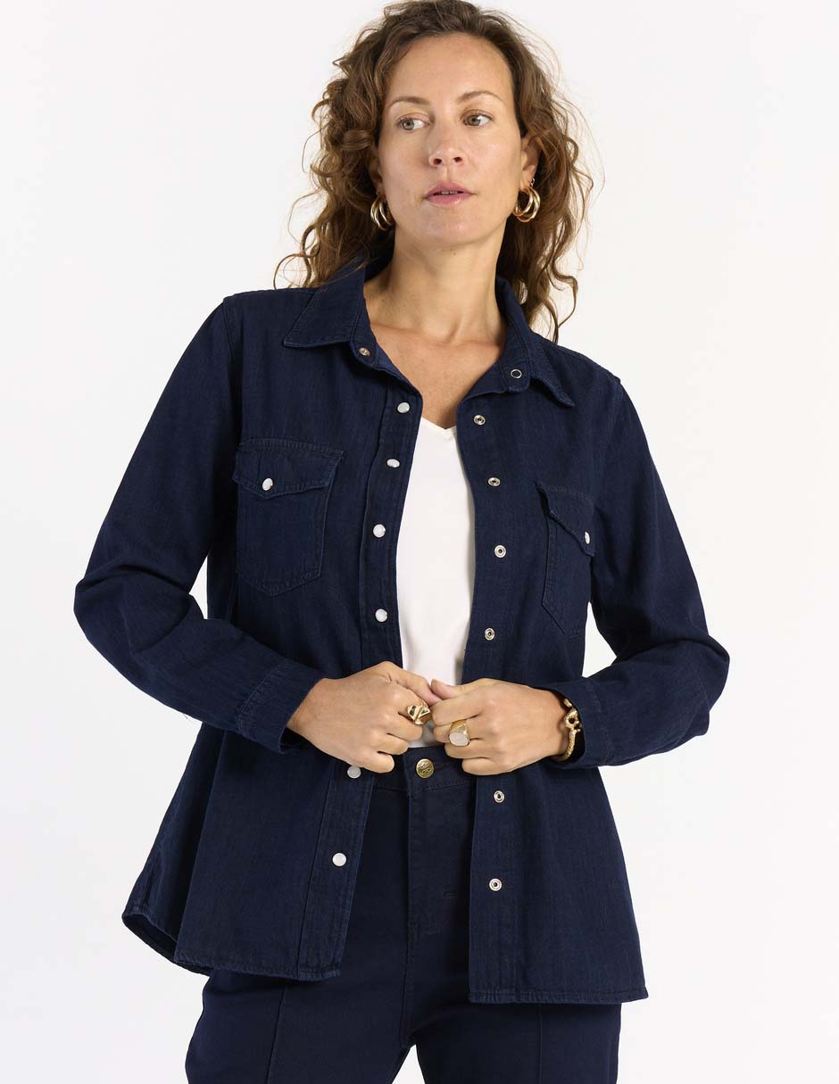 Blusa camisera manga larga para mujer