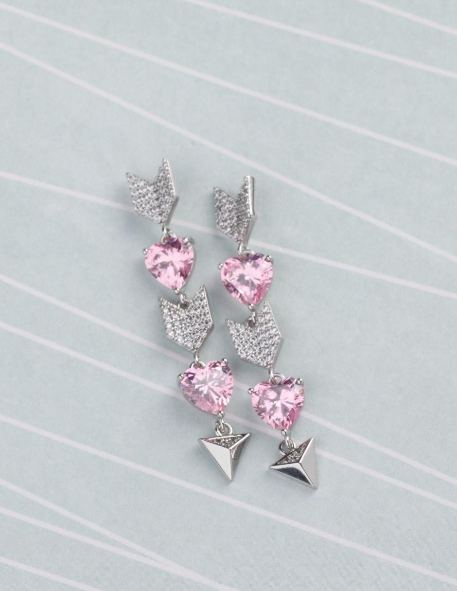 Aretes largos de flecha Amarisse Flèche con acabado baño rodio zirconia 2