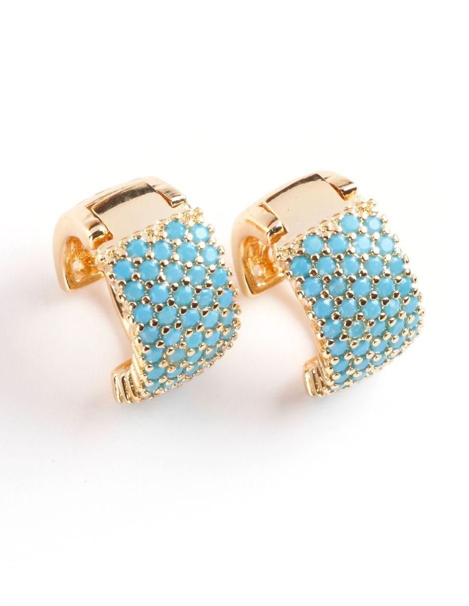 Aretes huggies Valmy baño de oro 18 K zirconia