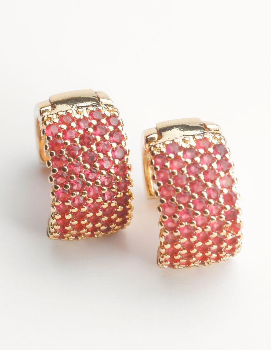 Aretes huggies Valmy baño de oro 18 K zirconia 2