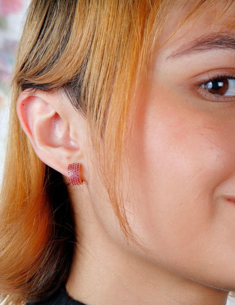 Aretes huggies Valmy baño de oro 18 K zirconia 4