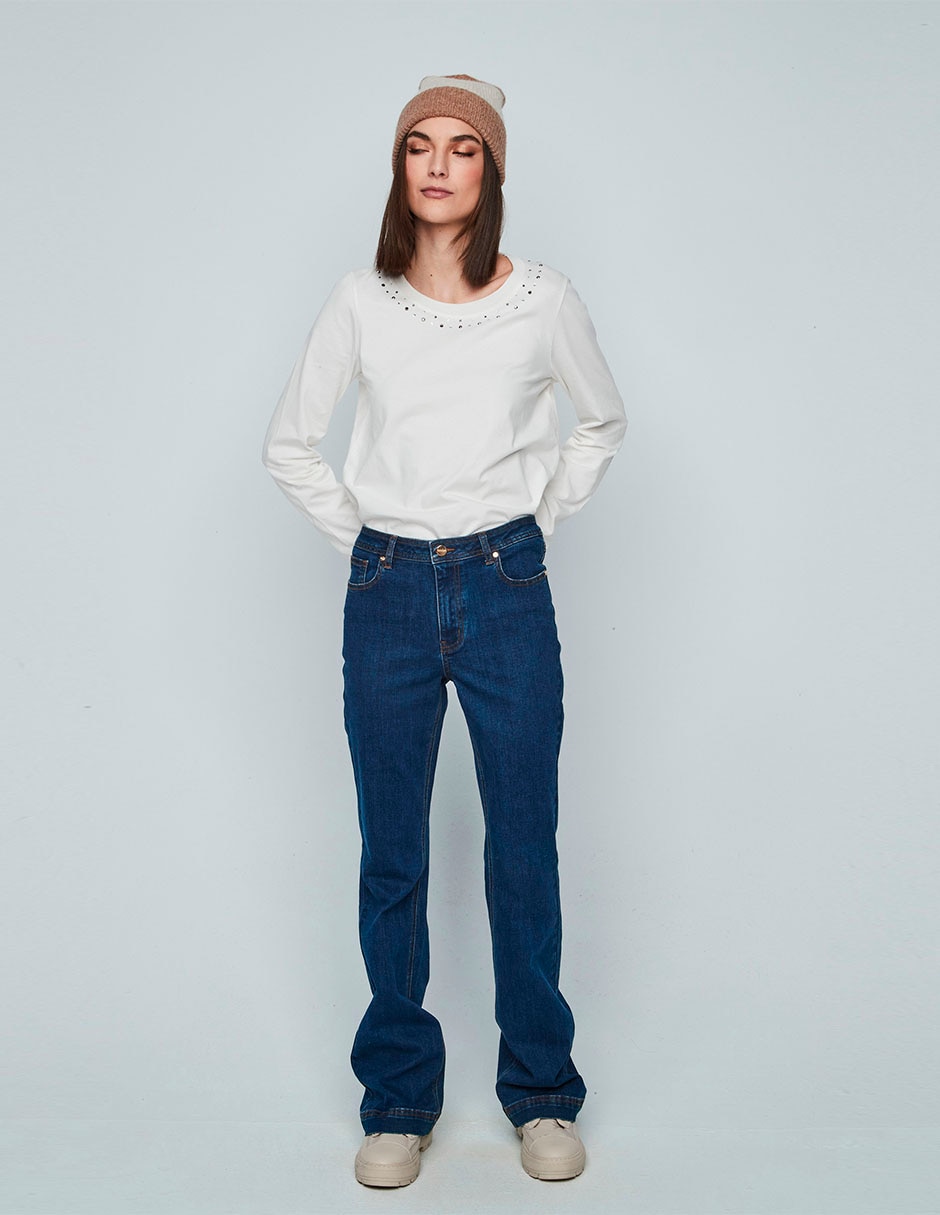 Playera manga larga cuello redondo para mujer 2
