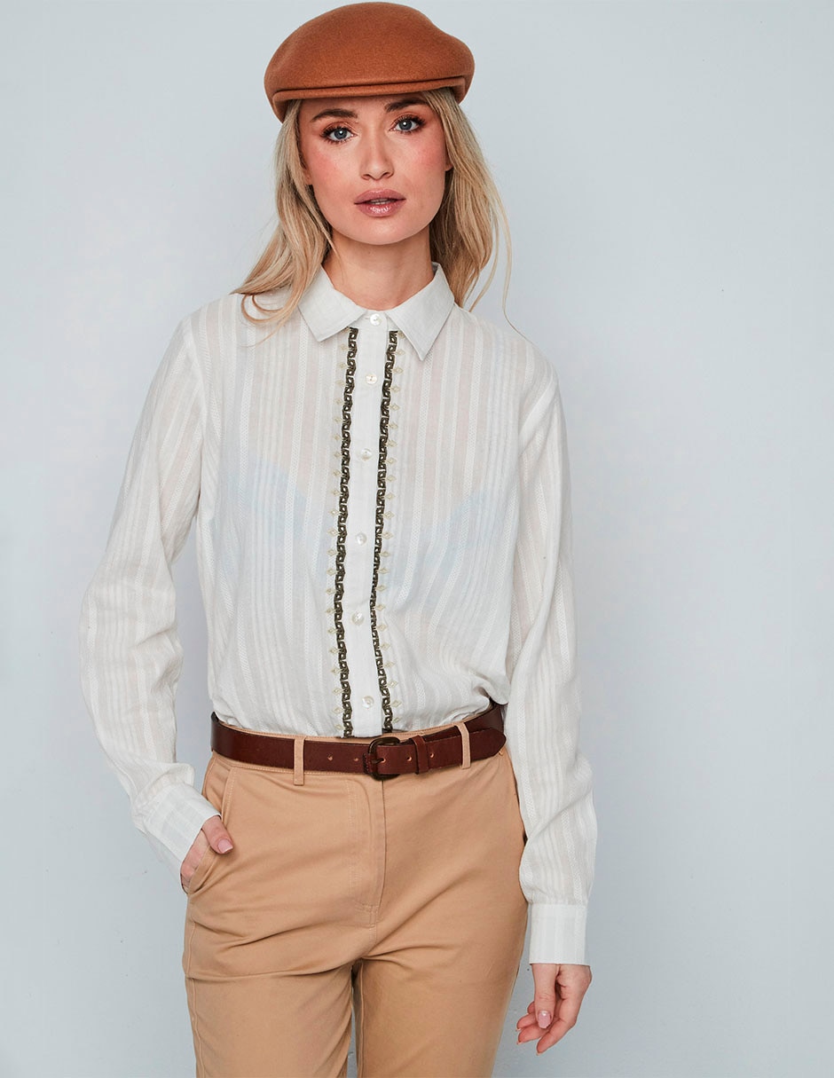 Blusa camisera manga larga para mujer 7