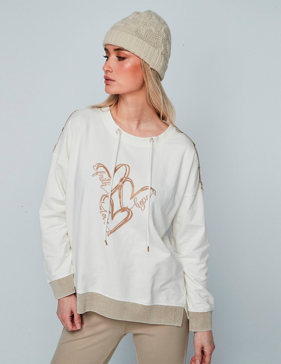Playera manga larga cuello redondo para mujer