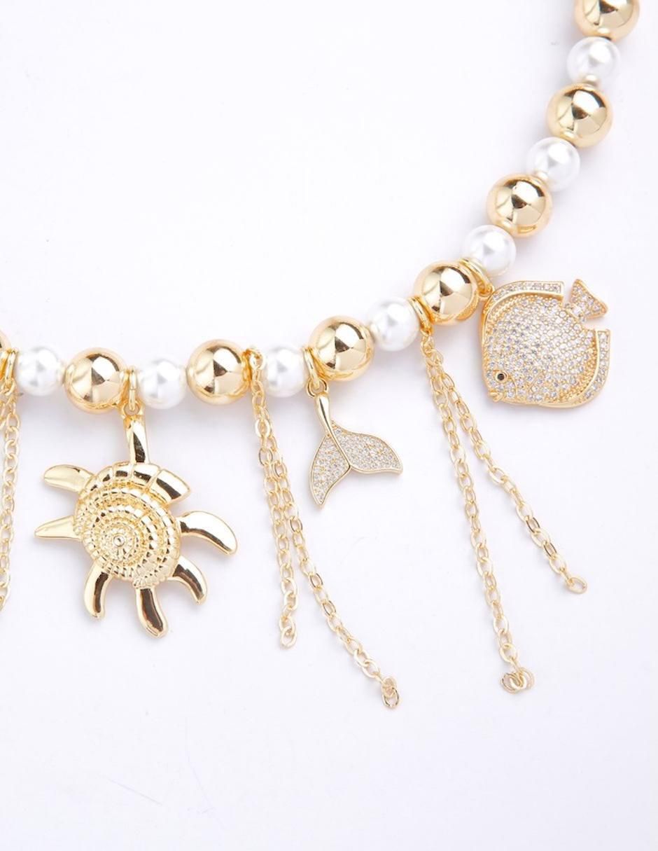 Collar de coral Solarelle de baño de oro 18 K 3
