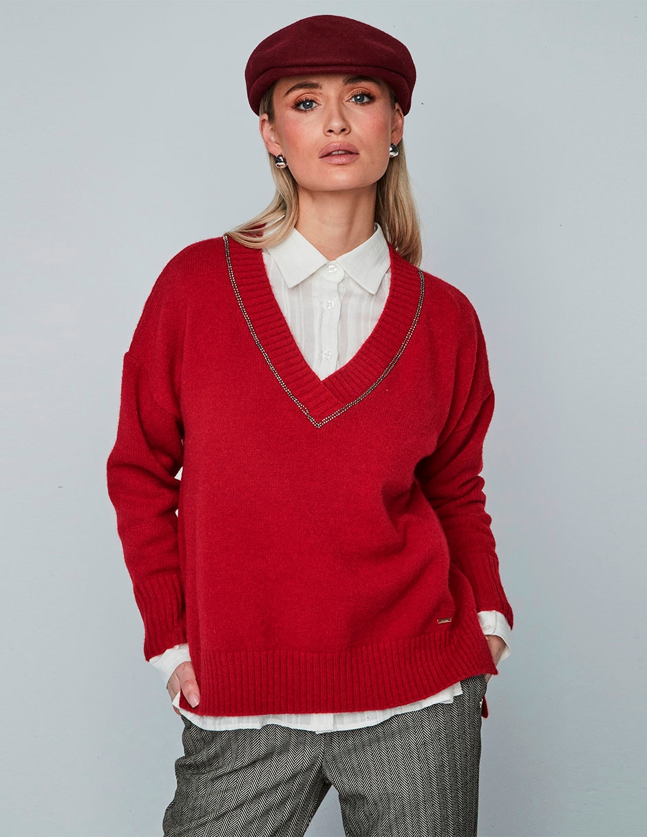 Suéter cuello v para mujer