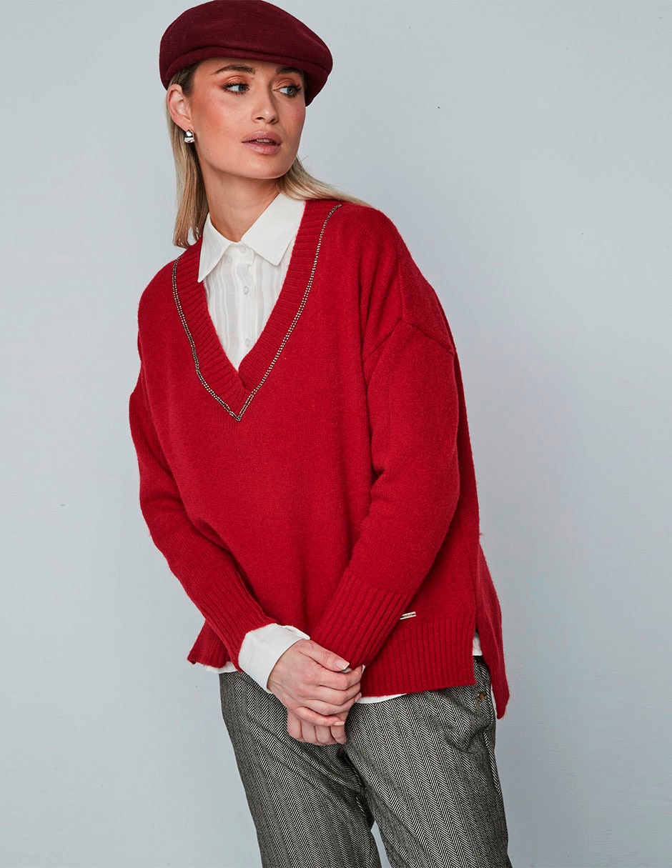 Suéter cuello v para mujer 3