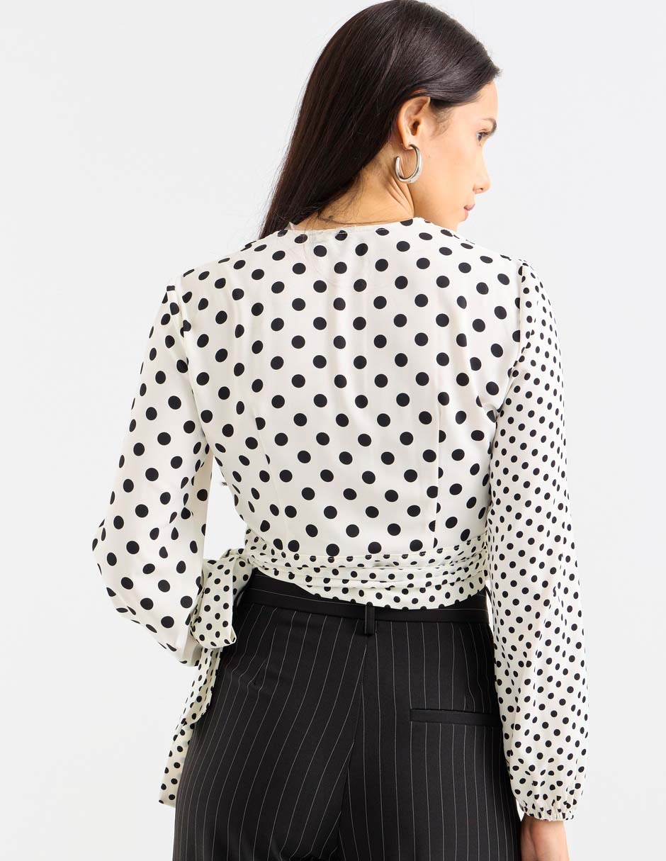 Blusa envolvente manga larga para mujer 2