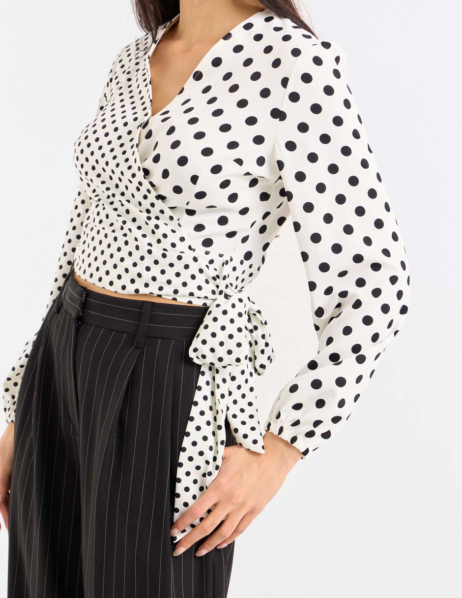 Blusa envolvente manga larga para mujer 4