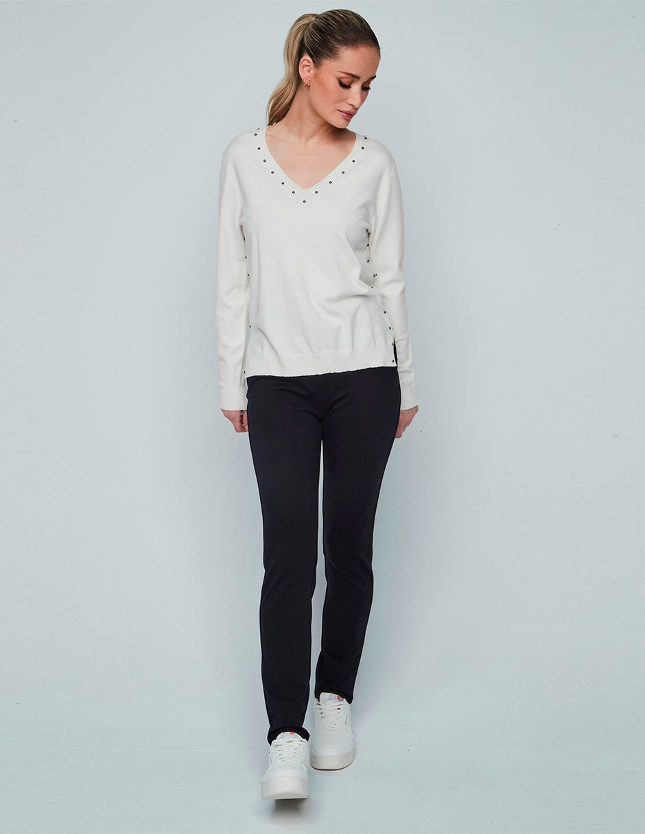 Suéter cuello V para mujer 3