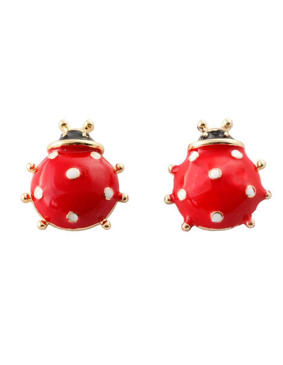 Broqueles de catarina con acabado baño de oro 18 K