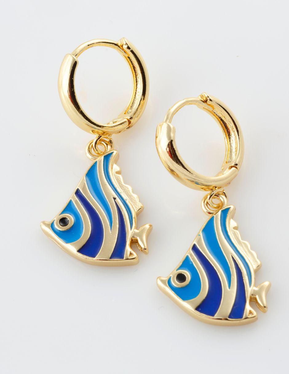 Aros de pez Azulina con acabado baño de oro 18 K 2