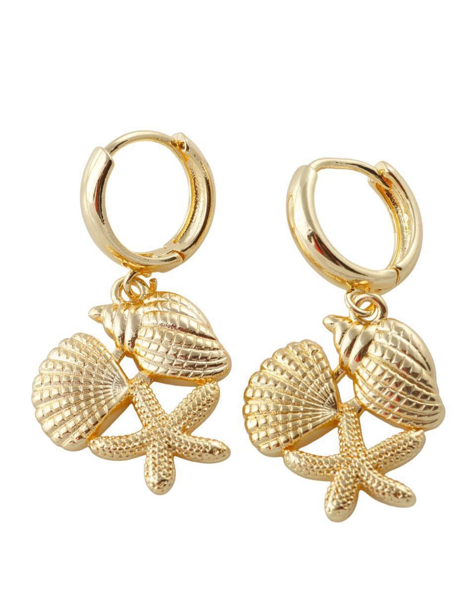 Broqueles de coral Maralys baño de oro 18 k