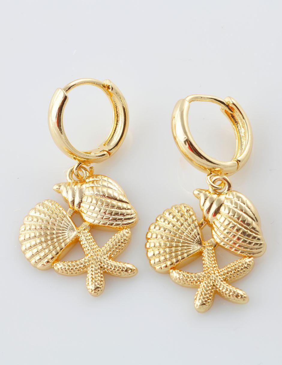 Broqueles de coral Maralys baño de oro 18 k 2