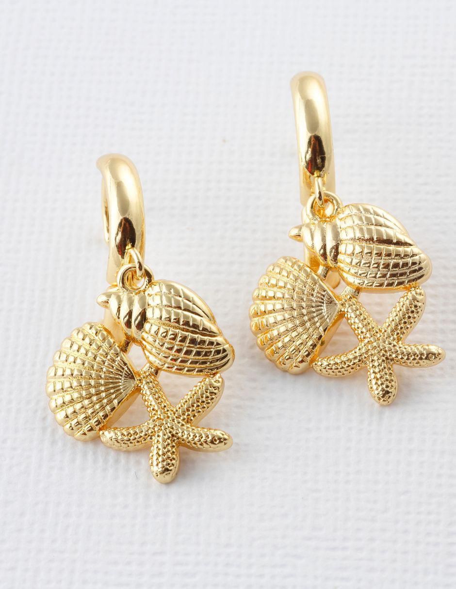 Broqueles de coral Maralys baño de oro 18 k 3
